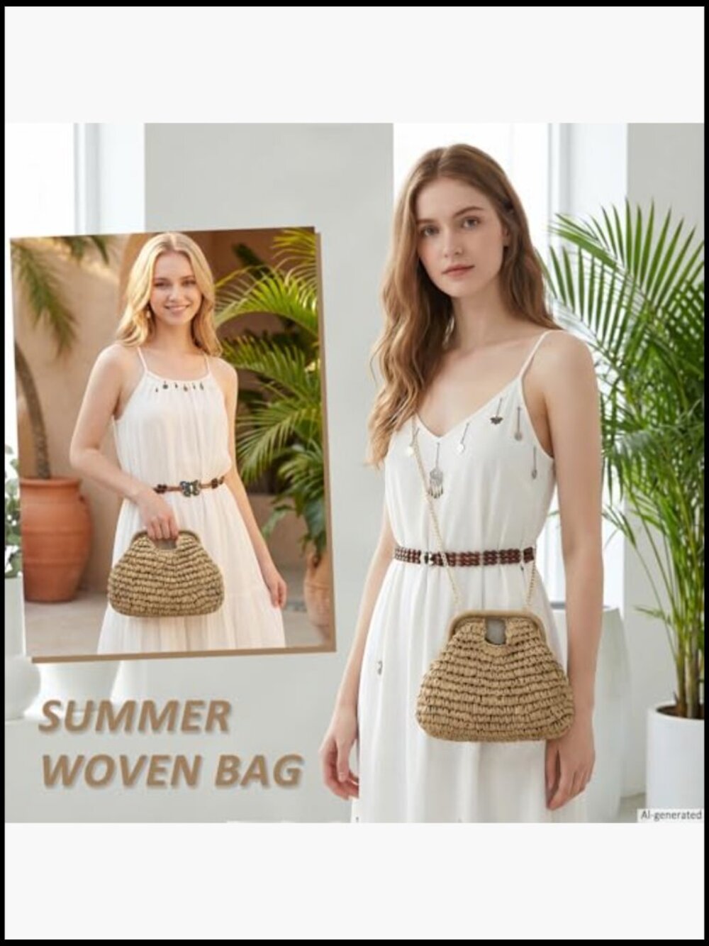 Straw Clutch Purses Crossbody Woven Boho Pouch Beach Evening Bags - Picture 2 of 7